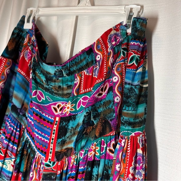 Vintage Skirt Maxi 80s Hippy Boho Gypsy Southwestern Aztec USA Native American - Picture 8 of 15